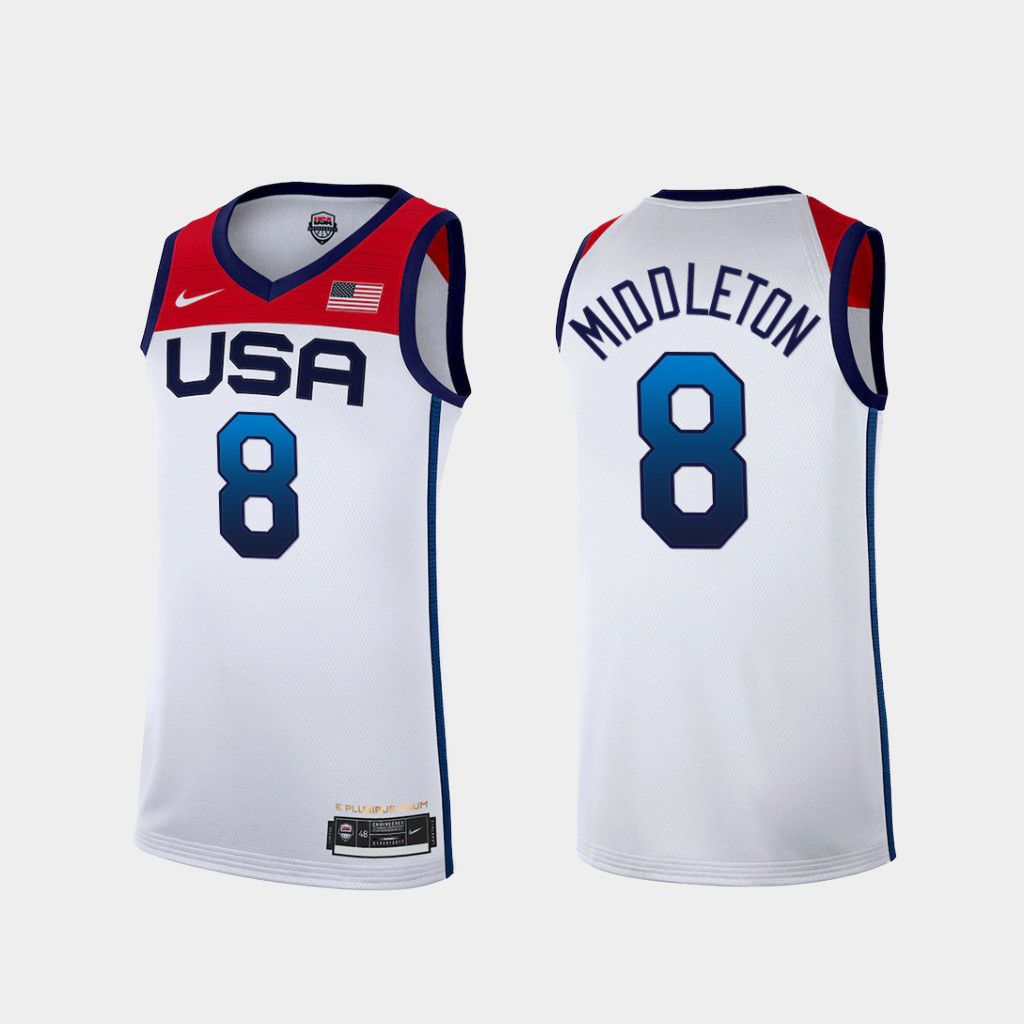 2021 Olympic USA 8 Middleton White Nike NBA Jerseys